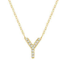 Load image into Gallery viewer, Product Image of Bold Diamond Y Letter Initial Necklace Yellow Gold