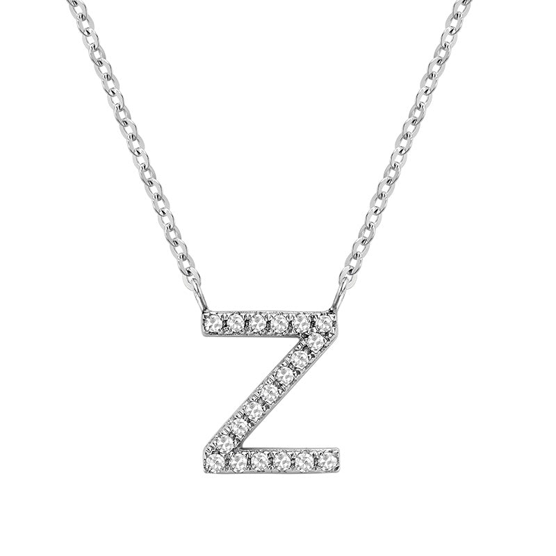 Product Image of Bold Diamond Z Letter Initial Necklace White Gold