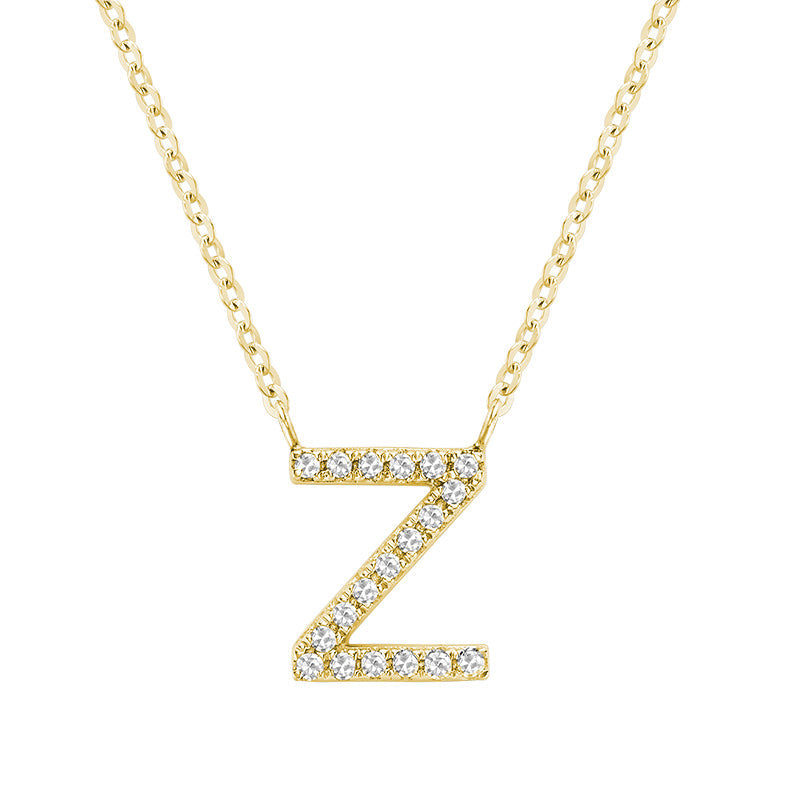 Product Image of Bold Diamond Z Letter Initial Necklace Yellow Gold