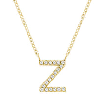 Load image into Gallery viewer, Product Image of Bold Diamond Z Letter Initial Necklace Yellow Gold