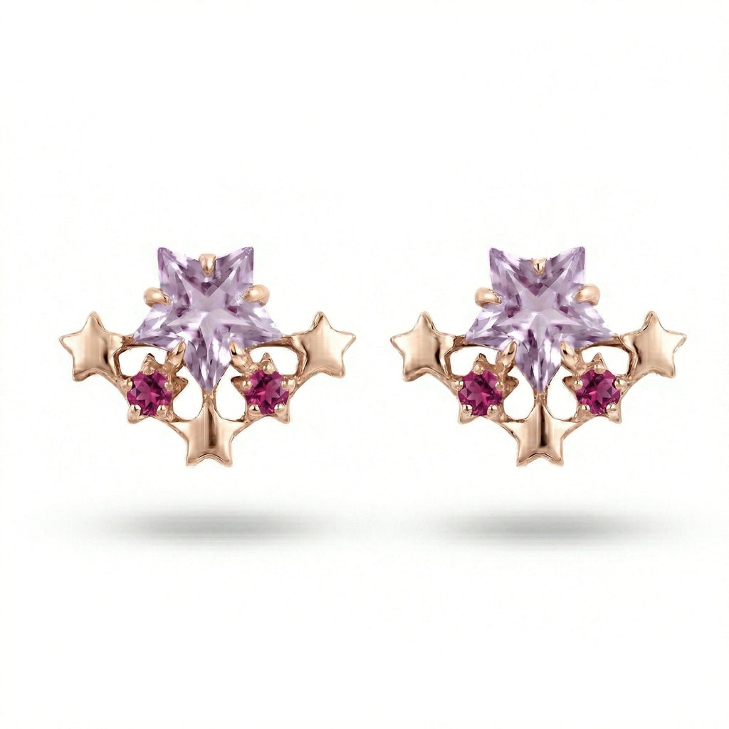 1.6 Ct Purple Amethyst Prong 14K Rose Gold Over Silver Starry Climber Earrings