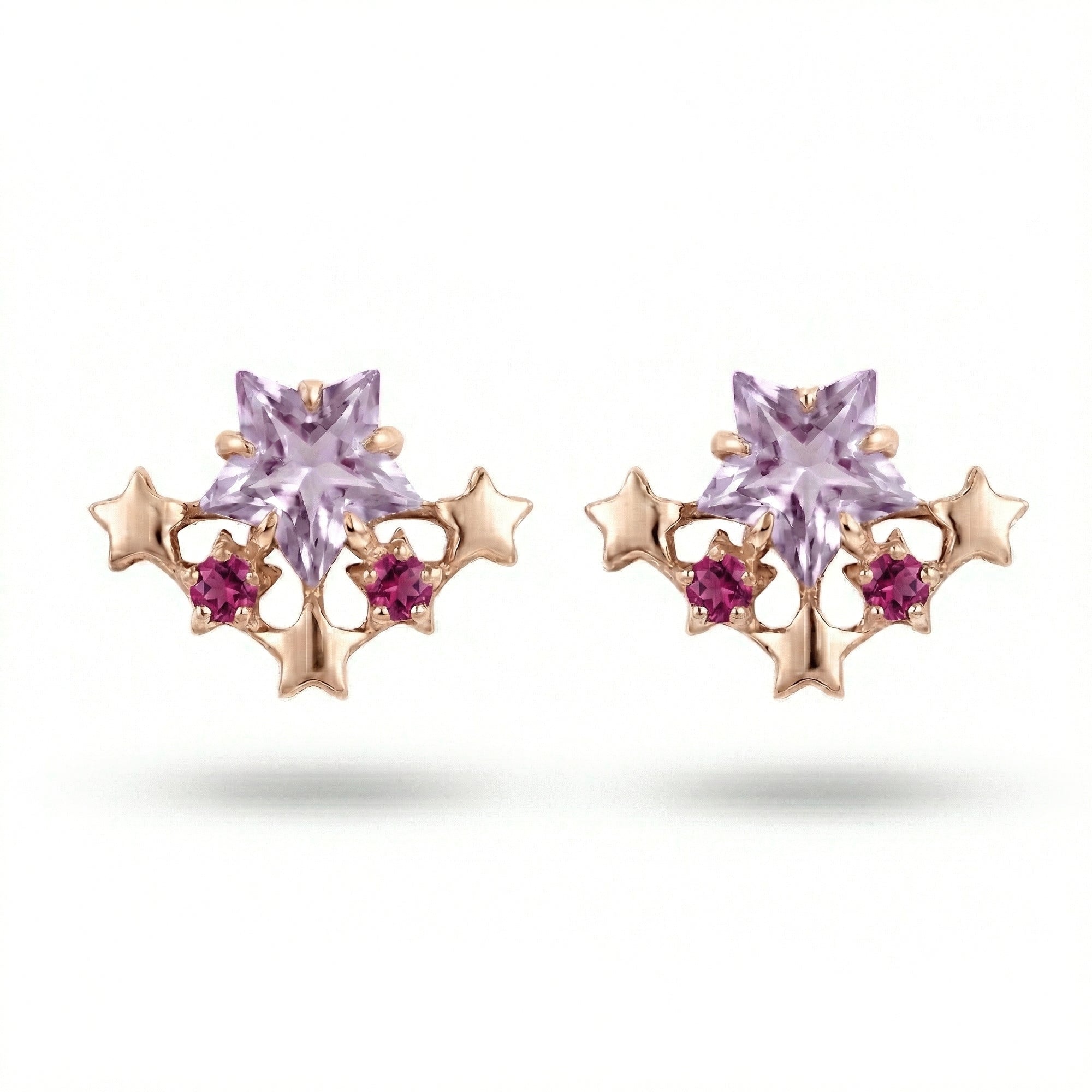 1.6 Ct Purple Amethyst Prong 14K Rose Gold Over Silver Starry Climber Earrings
