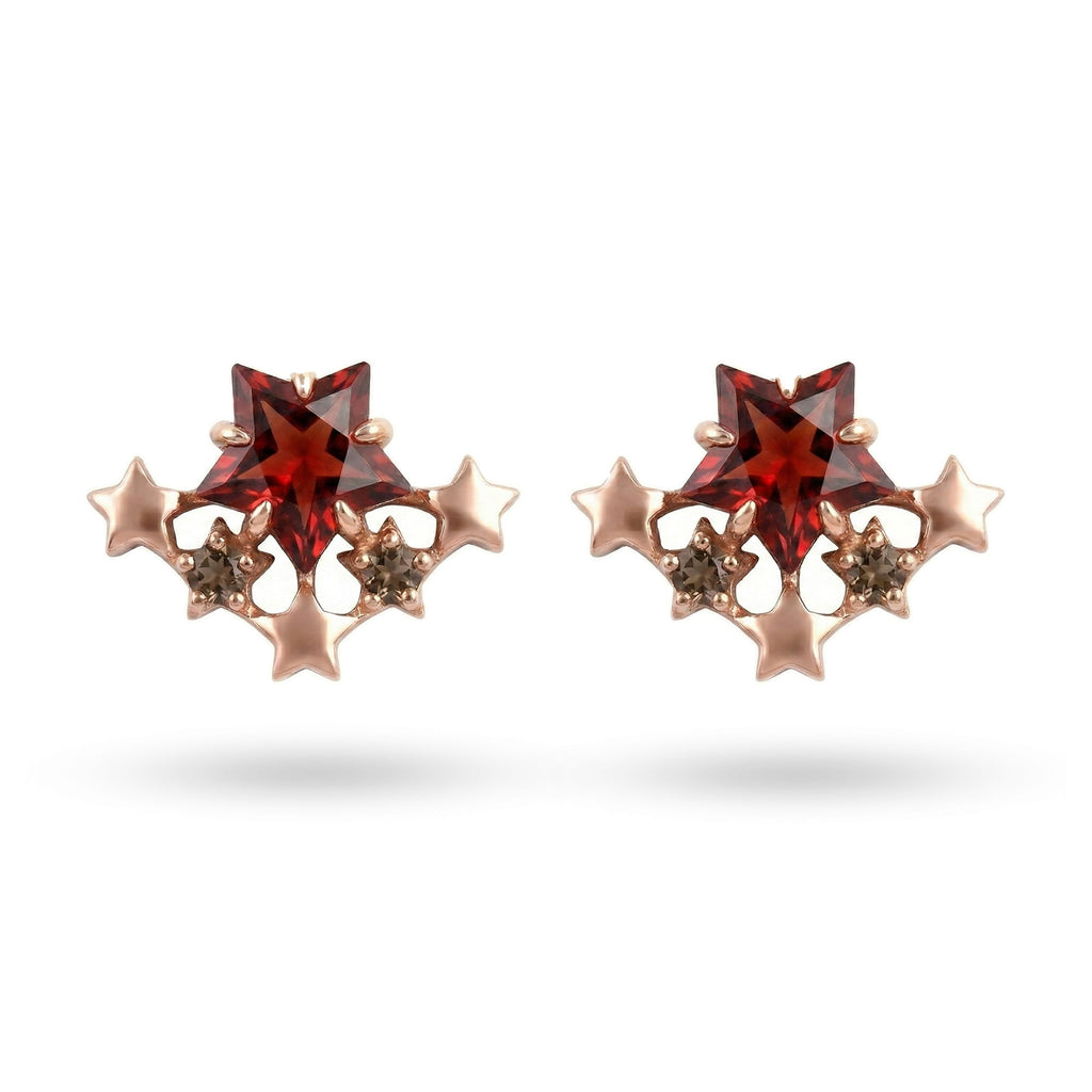 1.6 Ct Red Garnet Prong 14K Rose Gold Over Silver Starry Climber Earrings