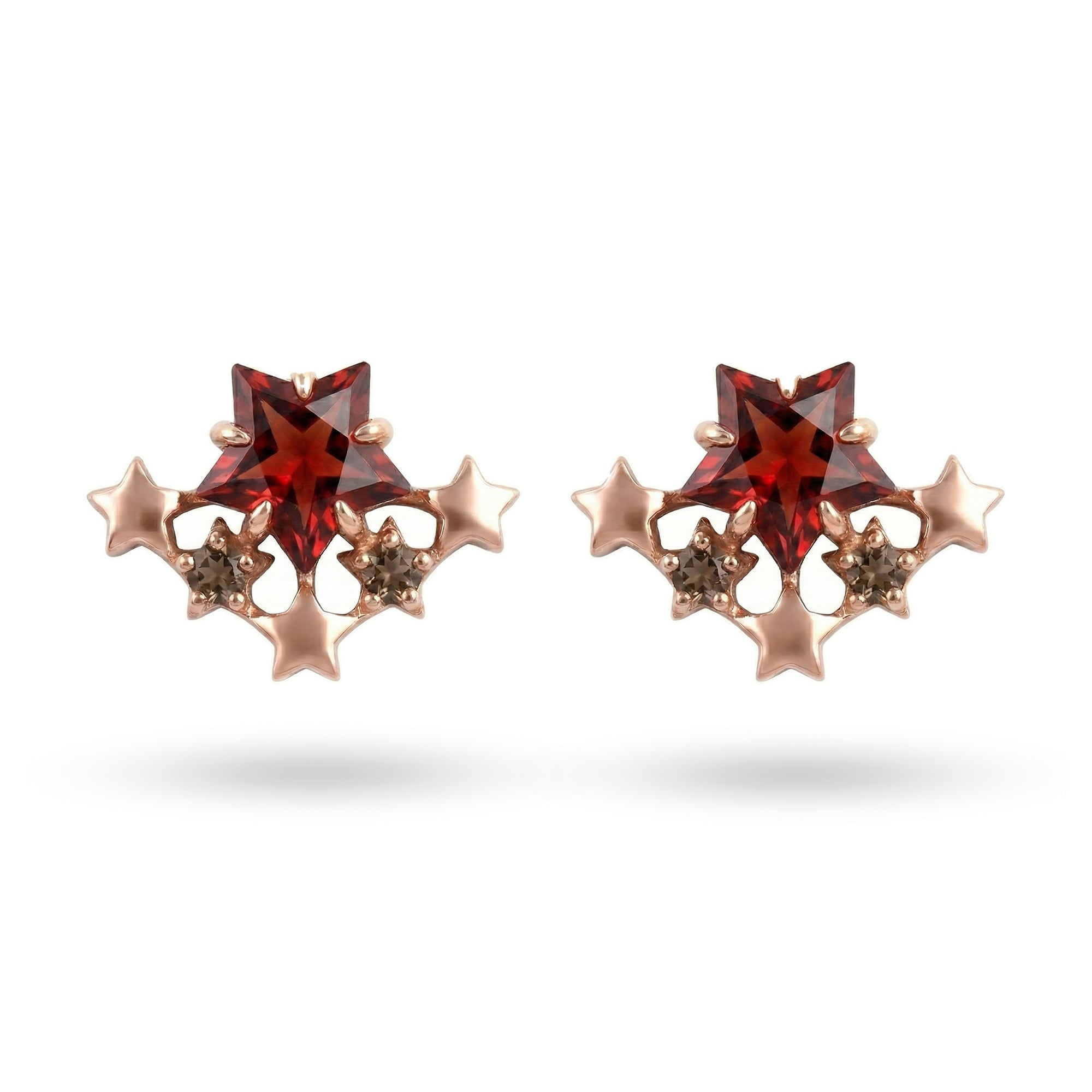 1.6 Ct Red Garnet Prong 14K Rose Gold Over Silver Starry Climber Earrings