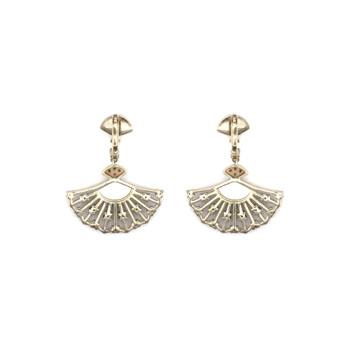 0.86 Ct White Mother of Pearl Prong 14K Yellow Gold Over Silver Fan Drop Earrings