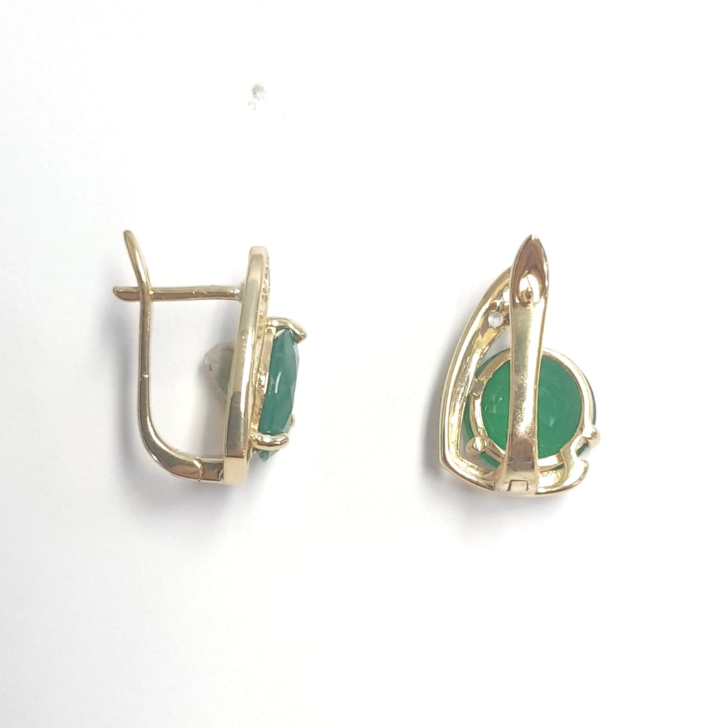 6.06 Ct Round Green Agate Prong 14K Yellow Gold Over Sterling Silver Bypass Earrings