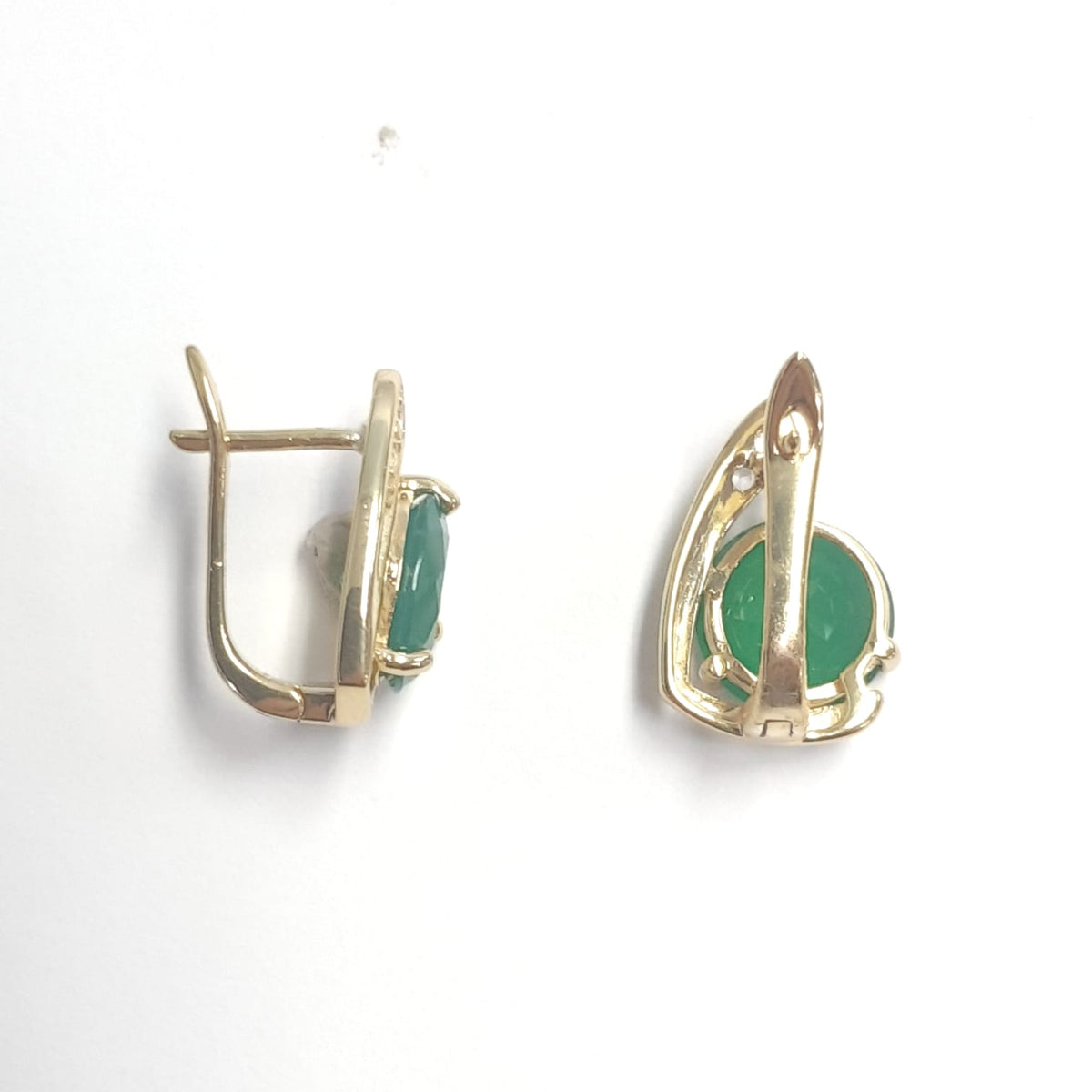 6.06 Ct Round Green Agate Prong 14K Yellow Gold Over Sterling Silver Bypass Earrings