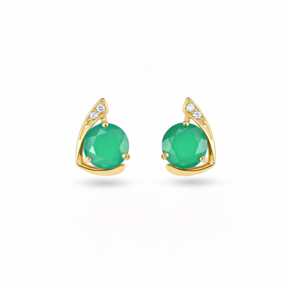 6.06 Ct Round Green Agate Prong 14K Yellow Gold Over Sterling Silver Bypass Earrings