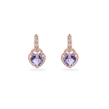 Load image into Gallery viewer, Natural Amethyst Heart Leverback Silver Drop Earrings