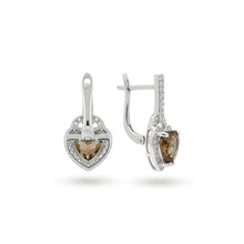 Load image into Gallery viewer, Natural Brown Quartz Heart Sterling Silver Earrings