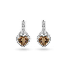 Load image into Gallery viewer, Natural Brown Quartz Heart Sterling Silver Earrings
