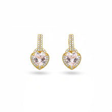 Load image into Gallery viewer, Pink Natural Rose Quartz Sterling Silver Heart Earrings
