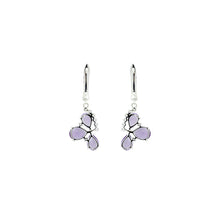 Load image into Gallery viewer, Natural Amethyst Three Stone Silver Dangle Earrings