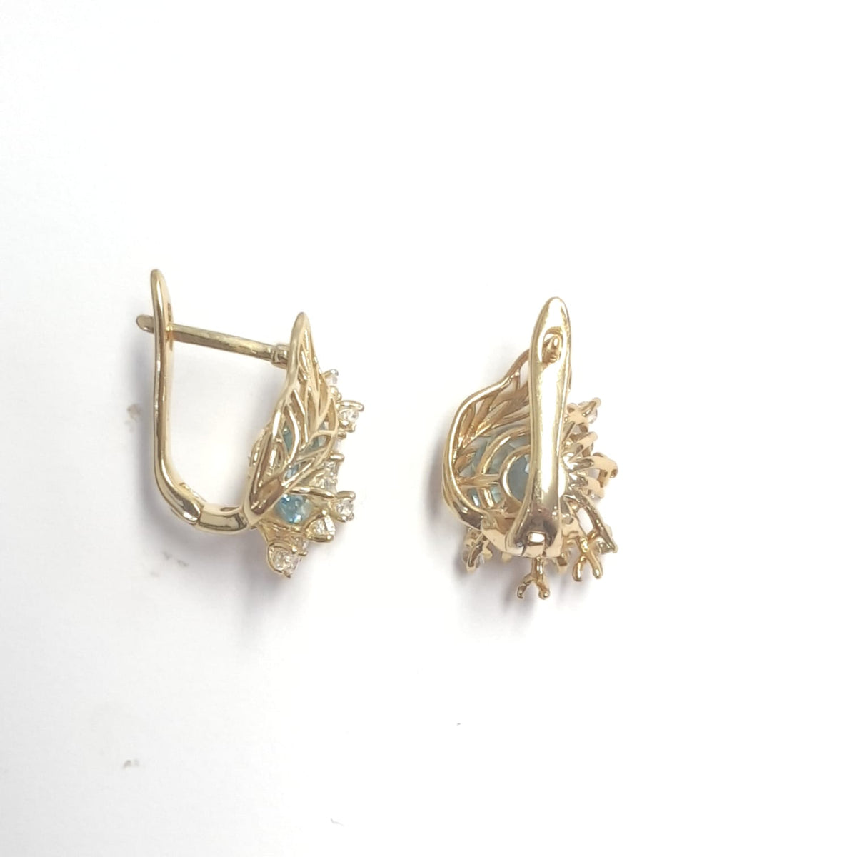 4.20 Ct Natural Sky Blue Topaz 14K Yellow Gold Over Silver Earrings