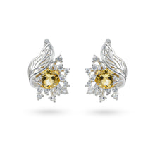 Load image into Gallery viewer, Yellow Natural Citrine Silver Floral Earrings