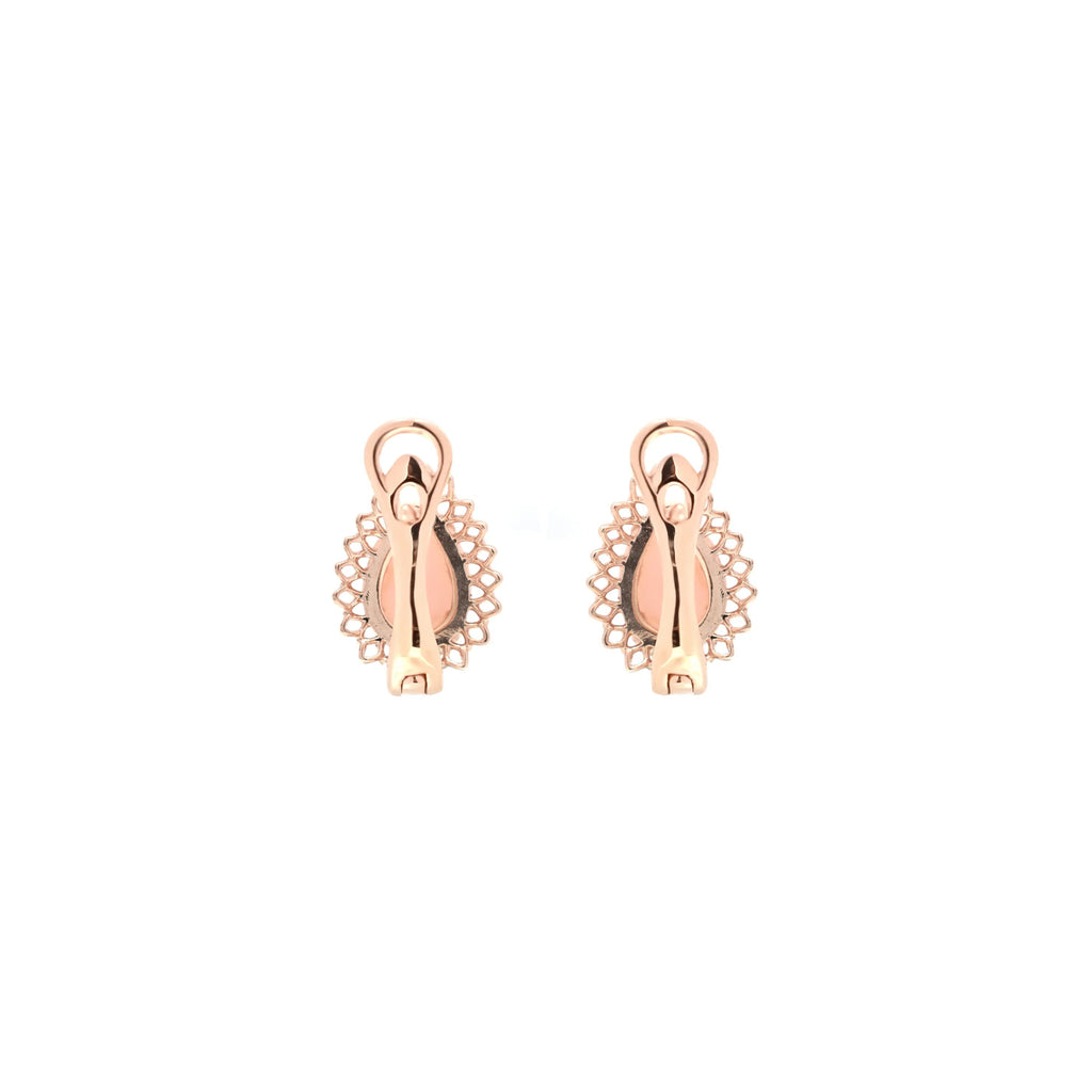 Natural Pink Opal Leverback Silver Earrings