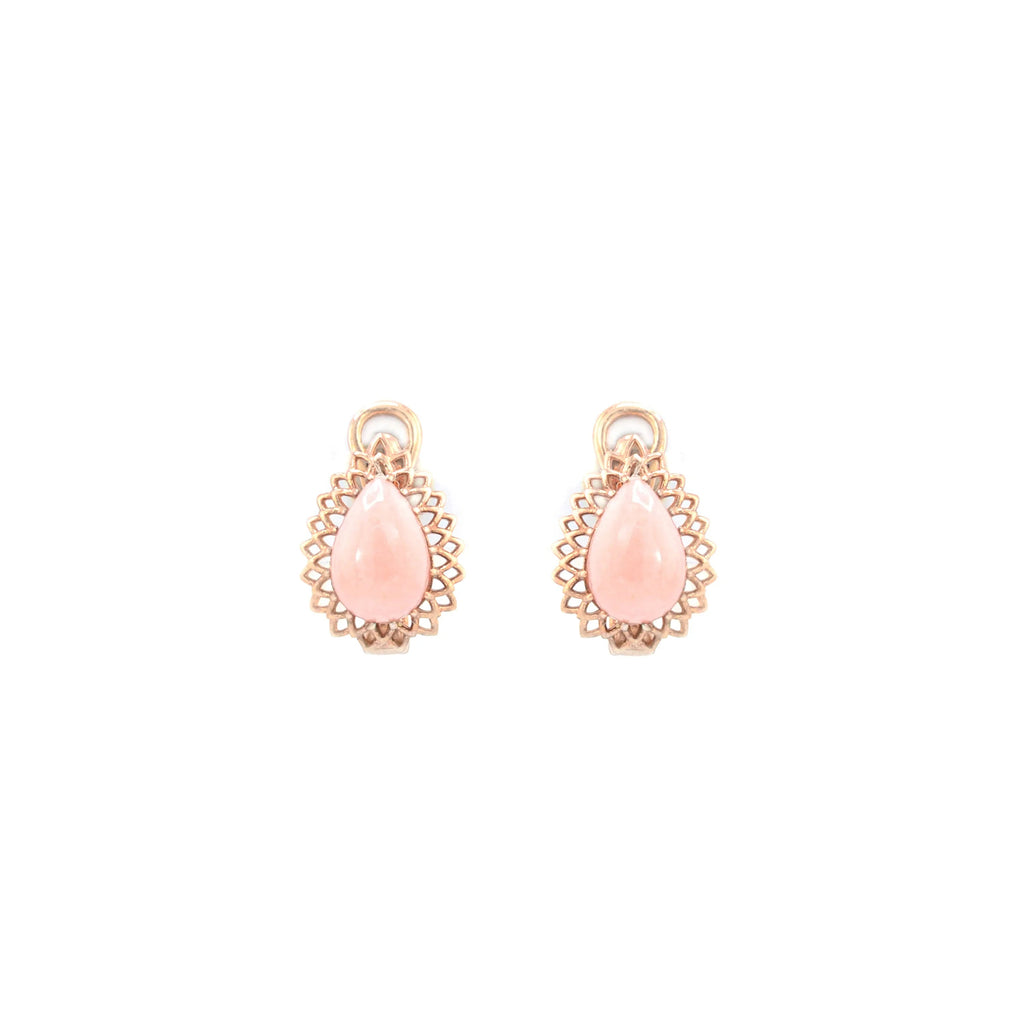 Natural Pink Opal Leverback Silver Earrings
