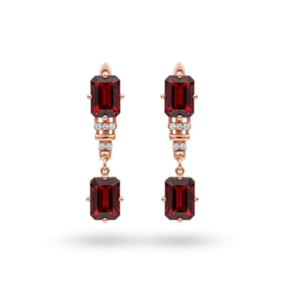 Natural Garnet & White Topaz Sterling Silver Earrings