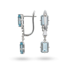Load image into Gallery viewer, Natural Sky Blue Topaz &amp; White Topaz Sterling Silver Earrings