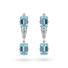 Load image into Gallery viewer, Natural Sky Blue Topaz &amp; White Topaz Sterling Silver Earrings