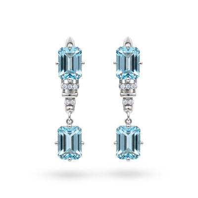 Natural Sky Blue Topaz & White Topaz Sterling Silver Earrings