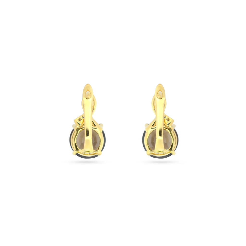 Natural Smoky Quartz Silver Leverback Earrings