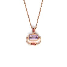 Load image into Gallery viewer, Rose Gold Emerald Cut Natural Amethyst Pendant Necklace