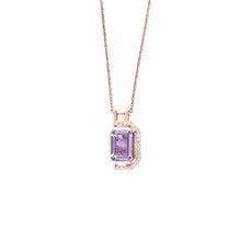 Load image into Gallery viewer, Pink Gold Emerald Cut Amethyst Pendant Necklace