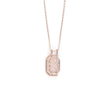 Load image into Gallery viewer, Pink Gold Rose Quartz Emerald Cut Pendant Necklace