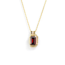 Load image into Gallery viewer, Natural Emerald Cut Red Garnet Pendant Necklace