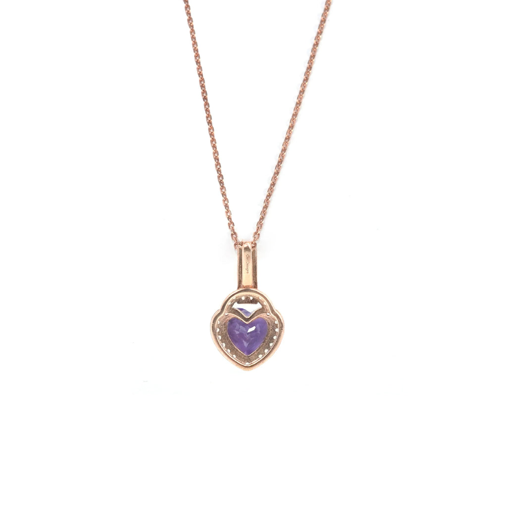 Natural Purple Amethyst Silver Heart Necklace