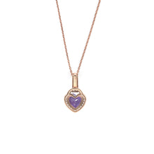 Load image into Gallery viewer, Natural Purple Amethyst Silver Heart Necklace