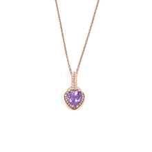 Load image into Gallery viewer, Natural Purple Amethyst Silver Heart Necklace