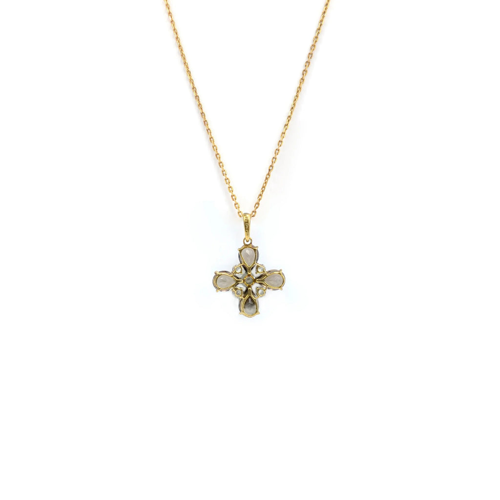 Natural Smoky Quartz Dainty Four Clover Necklace
