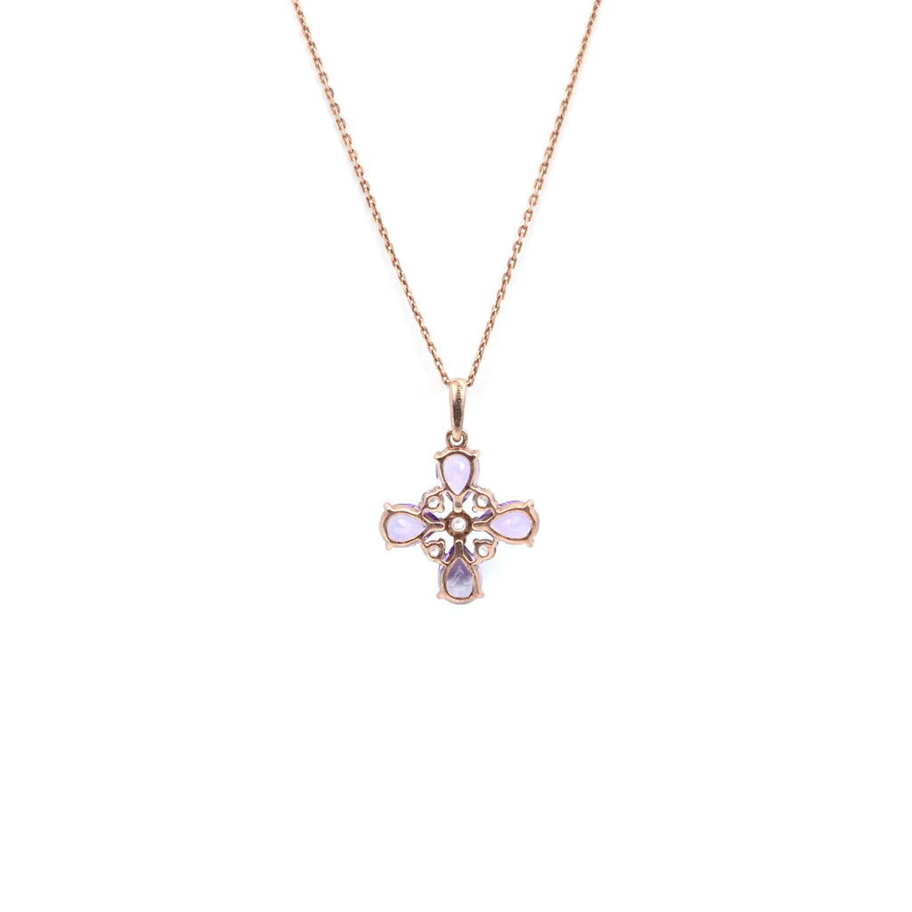 Natural Amethyst Dainty Four Clover Necklace