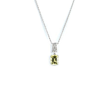 Load image into Gallery viewer, Emerald Cut Lemon Quartz Pendant Necklace