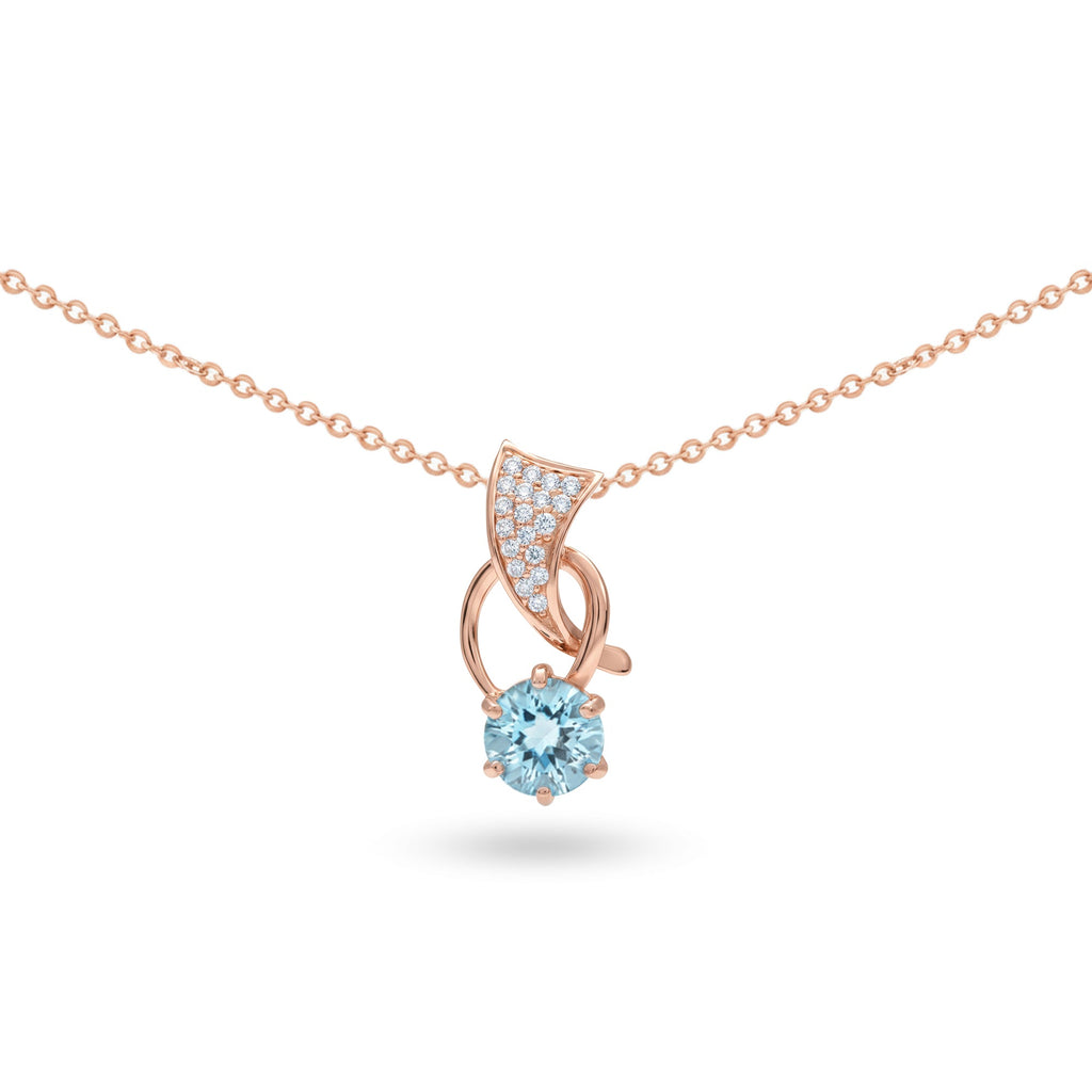 Natural Sky Blue Topaz 925 Silver Pendant Necklace