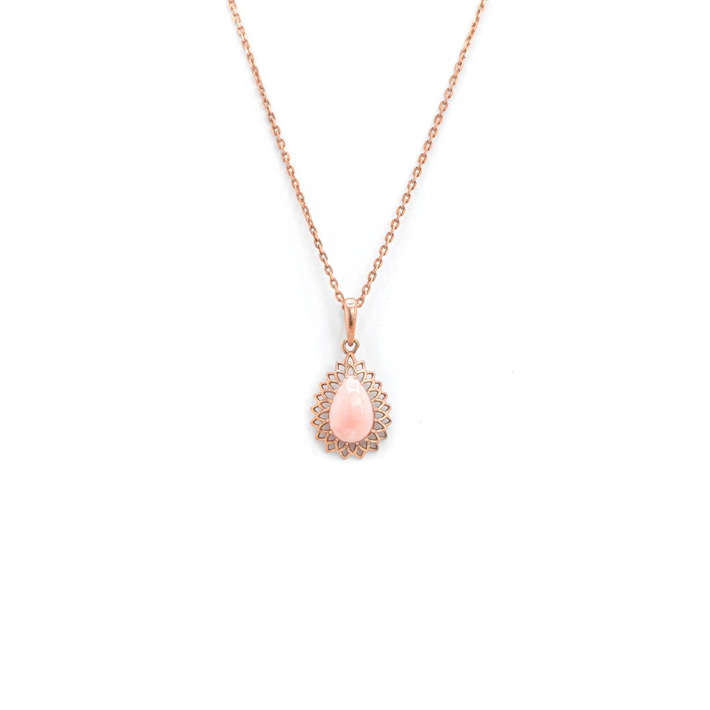 Pink Opal Teardrop Pendant Necklace