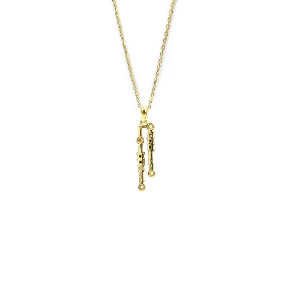 Natural Multistone Bar Drop Necklace Silver