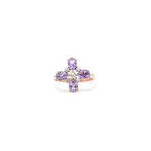 Load image into Gallery viewer, Natural Amethyst Four Leaf Clover Ring