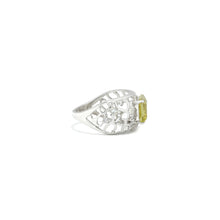 Load image into Gallery viewer, Emerald Cut Lemon Quartz Silver Filigree Ring