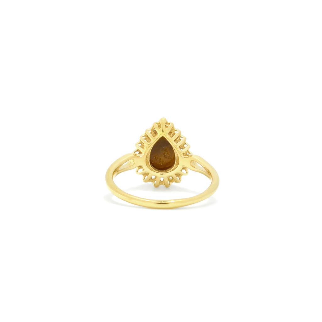 Golden Tigers Eye Pear Shaped Silver Ring