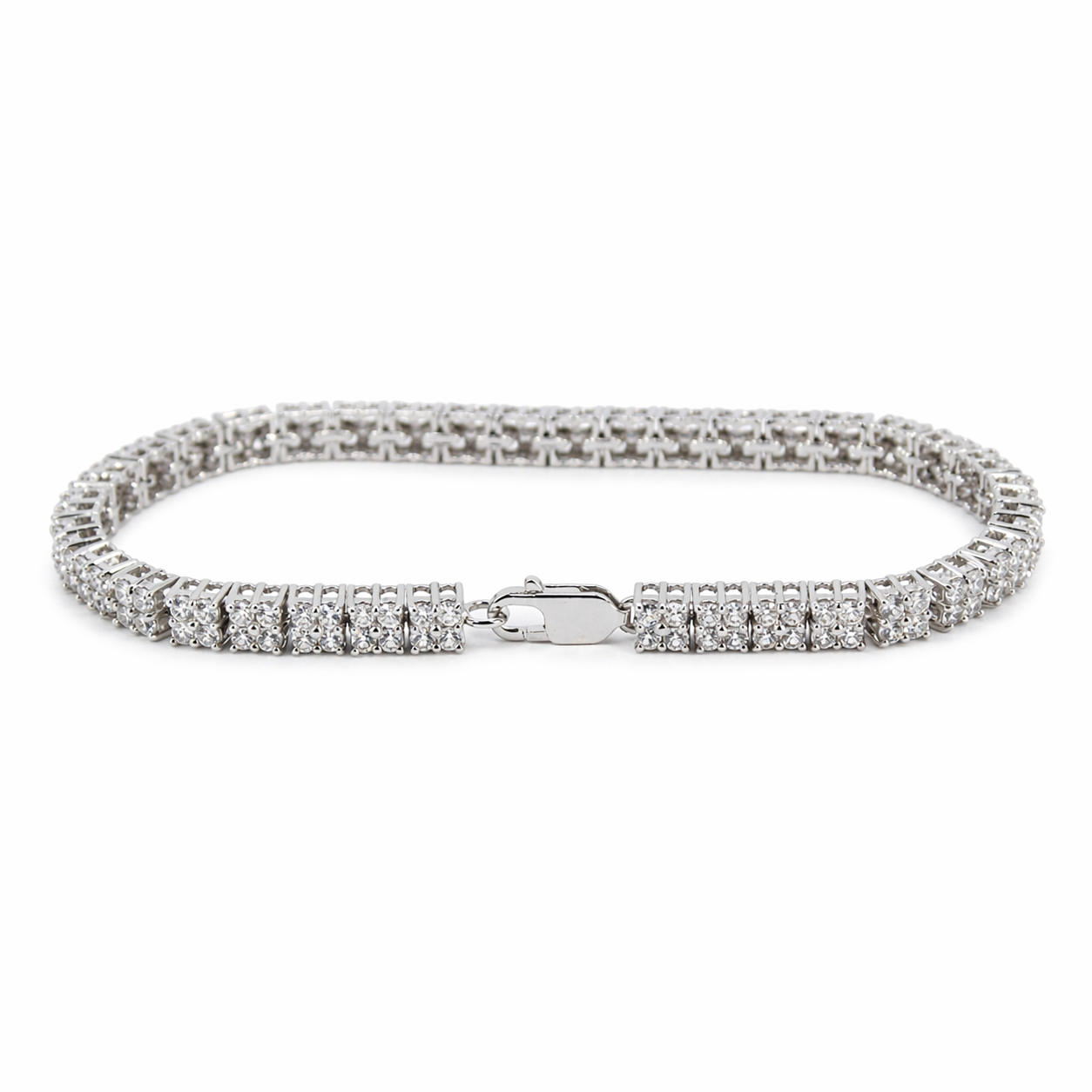 Natural Round Cut White Topaz Tennis 7-inch Bracelet Silver
