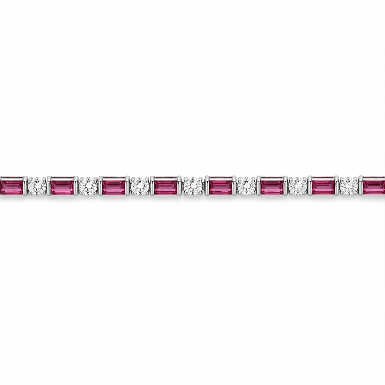 Natural Round Rhodolite Silver Bracelet 7.5 inch