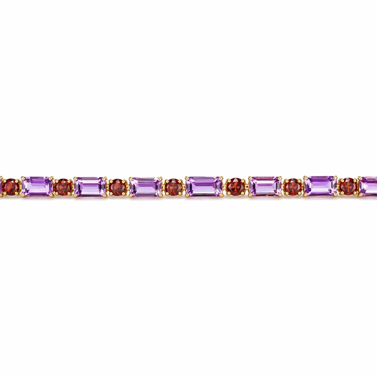 Natural Octagon Cut Amethyst Gold Over Silver Tennis Bracelet 6.5 inches