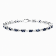 Load image into Gallery viewer, Genuine Blue Sapphire Silver Tennis Bracelet