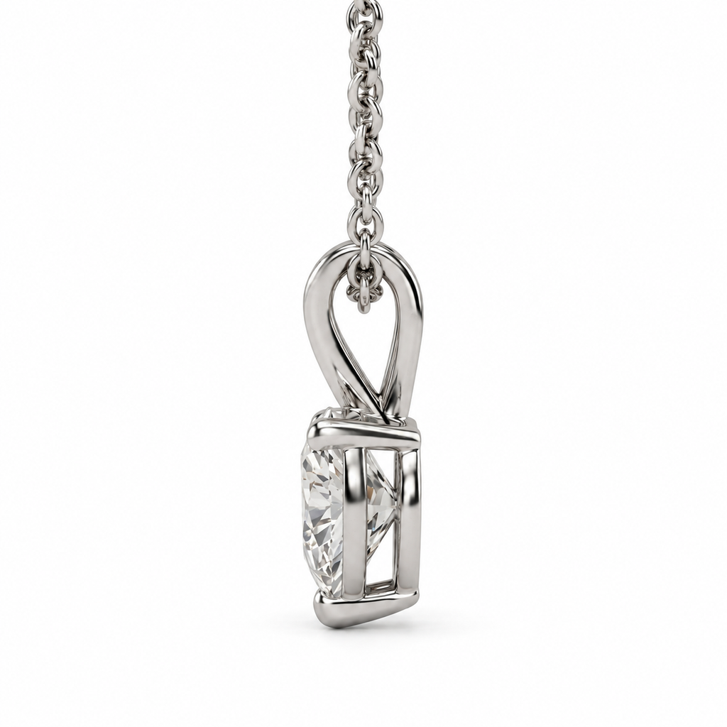 IGI Certified Heart Lab Grown Diamond Rhodium Over Silver Solitaire Necklace
