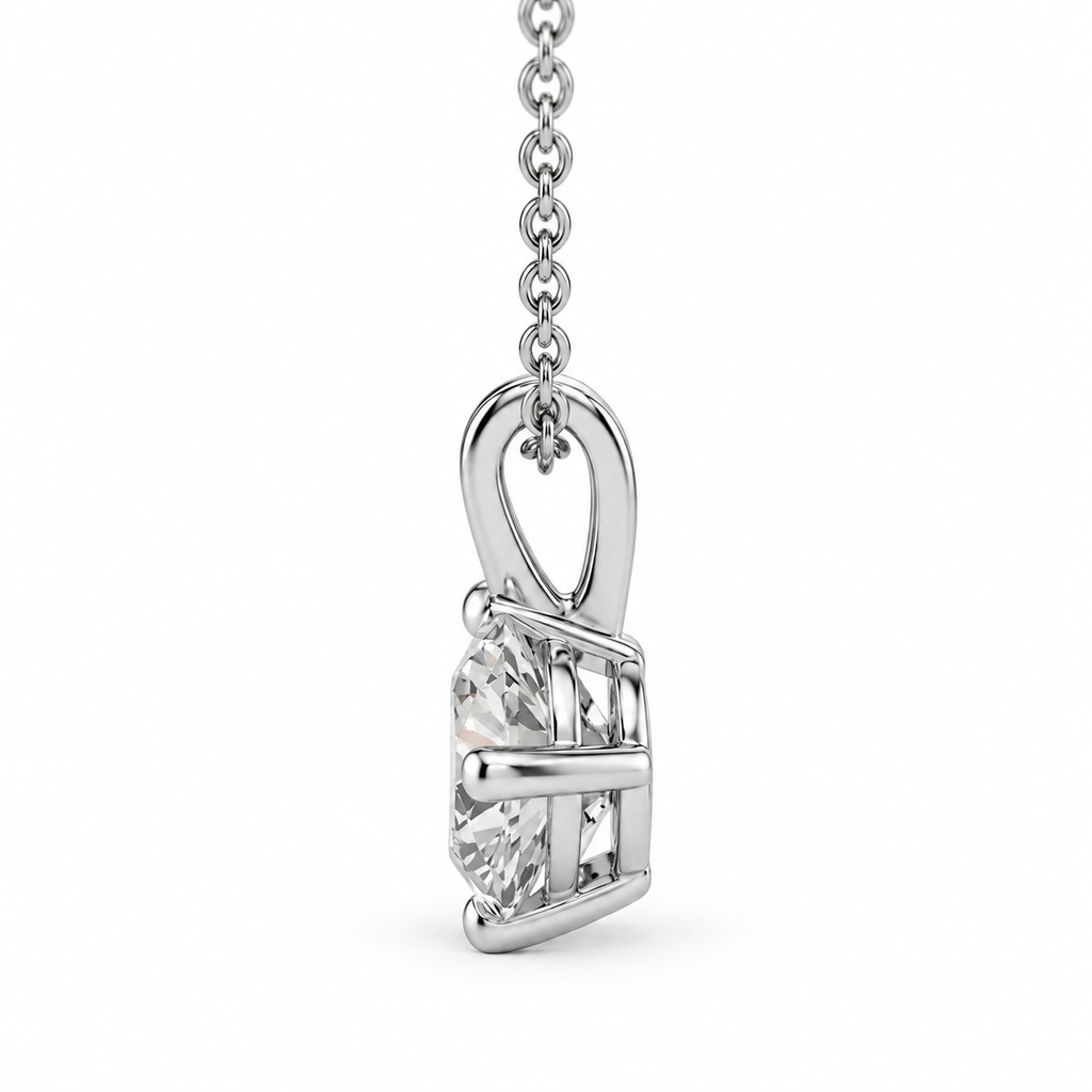 IGI Certified Round Lab Grown Diamond Rhodium Over Silver Solitaire Necklace