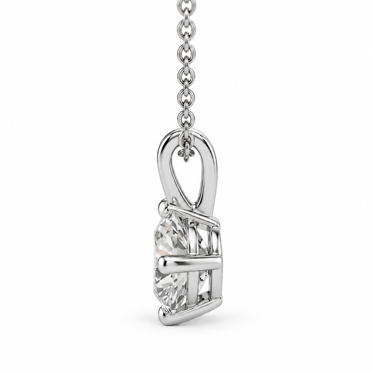 IGI Certified Round Lab Grown Diamond Rhodium Over Silver Solitaire Necklace