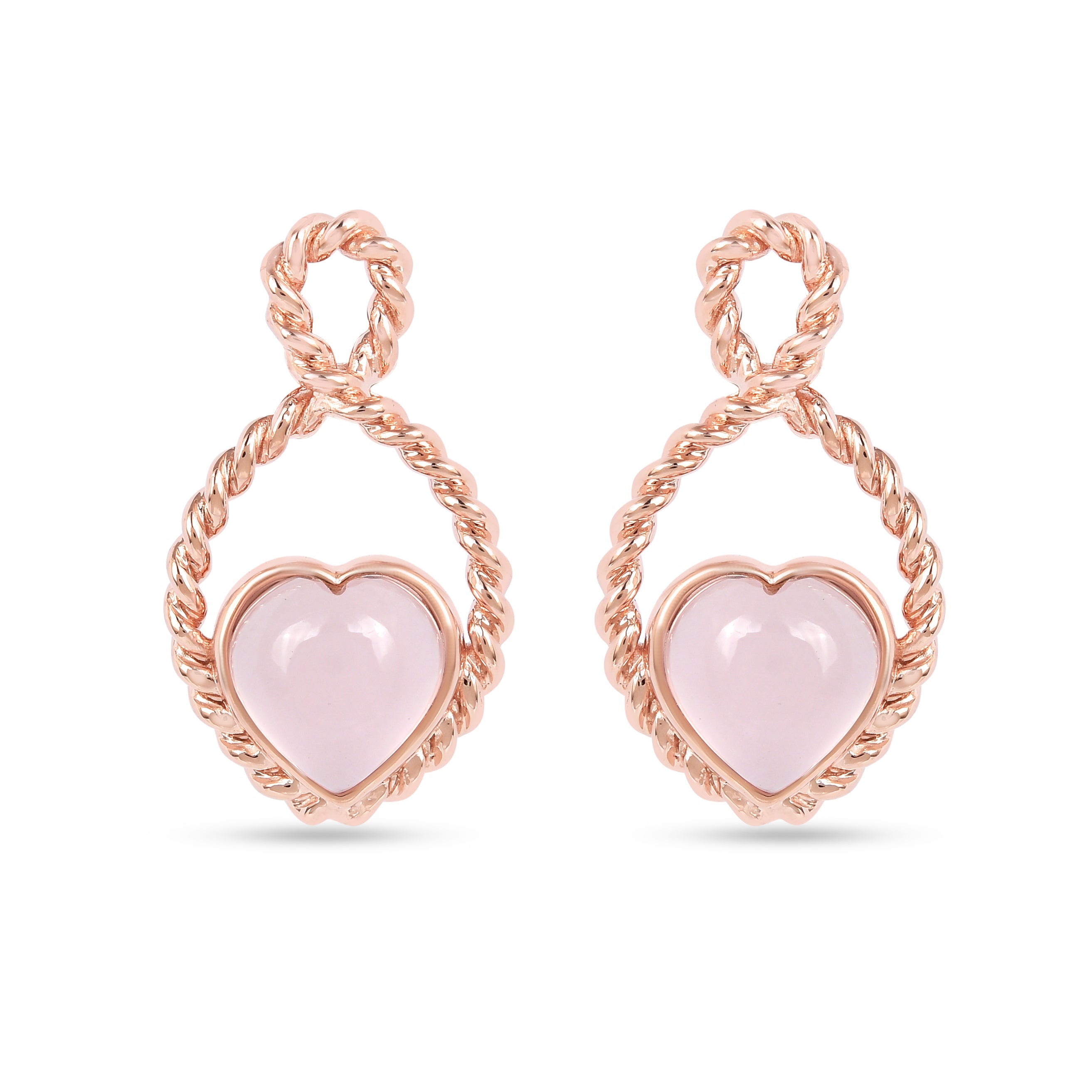 18k Gold Vermeil Rose Quartz Heart Push Post Earrings
